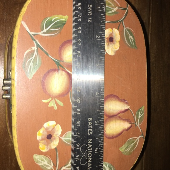 2 Vintage Hand Painted, wood, metal hinges, velvet lined, nestling boxes, flower - Picture 12 of 15